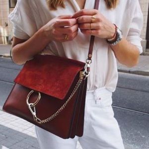 Chloé Faye Medium Burgundy Shoulder Bag